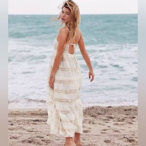 Aerie adjustable neutral tie-dye maxi summer beach‎ sundress size S|P (petite)